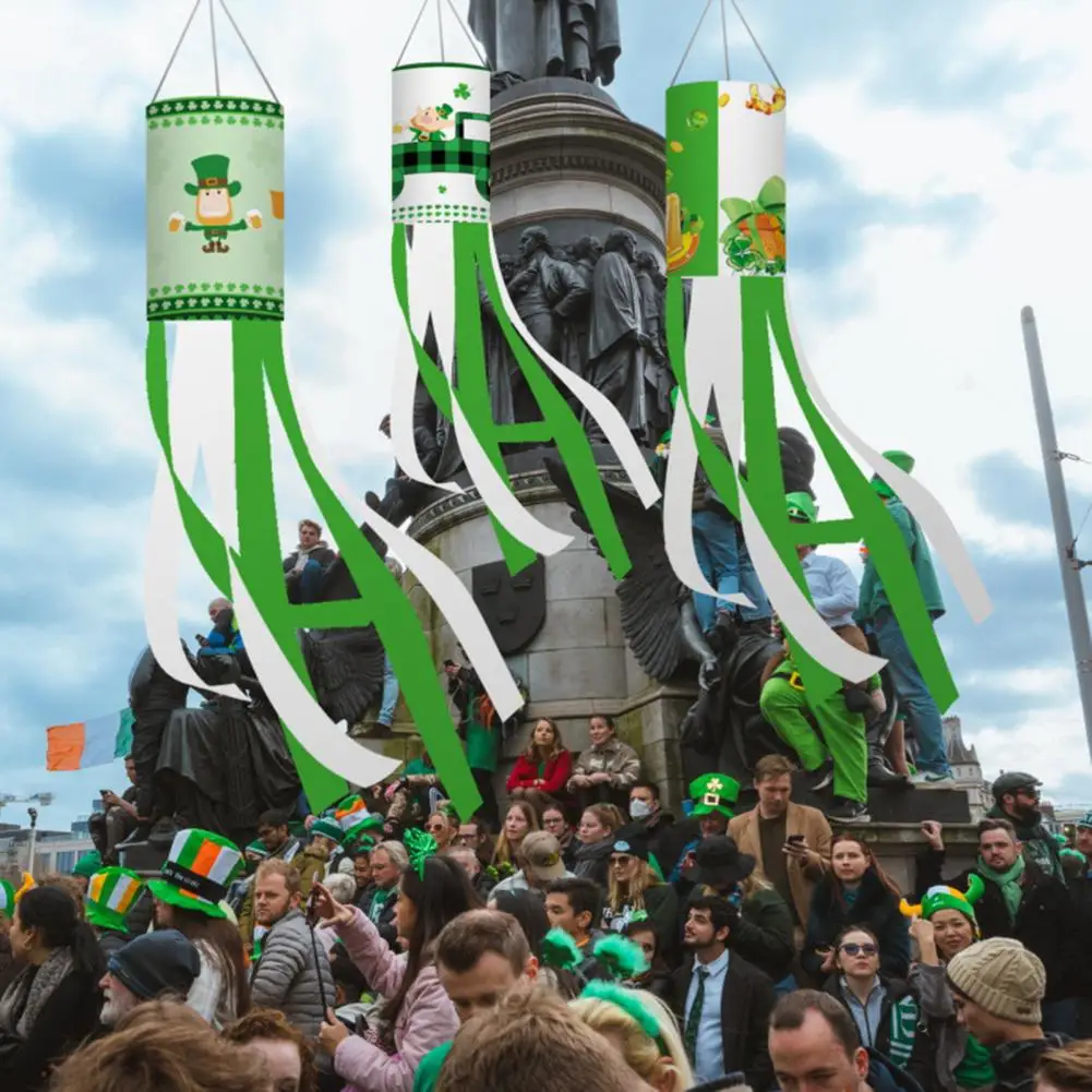 

Festival Wind Sock Flag Reusable Exquisite Patterns Tassel Decor Garden Home Door Saint Patrick's Day Hanging Flag Home Supply