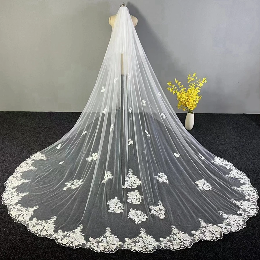 

New Arrival White Ivory Cathedral Wedding Veils Bride Wedding accessories de mariage Bridal Veils Velos de novia Welon