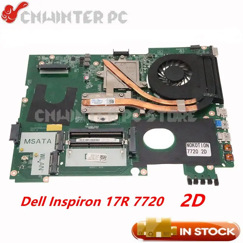 

NOKOTION For Dell Inspiron 17R 7720 2D Laptop Motherboard CN-072P0M 072P0M DA0R09MB6H1 with heatsink