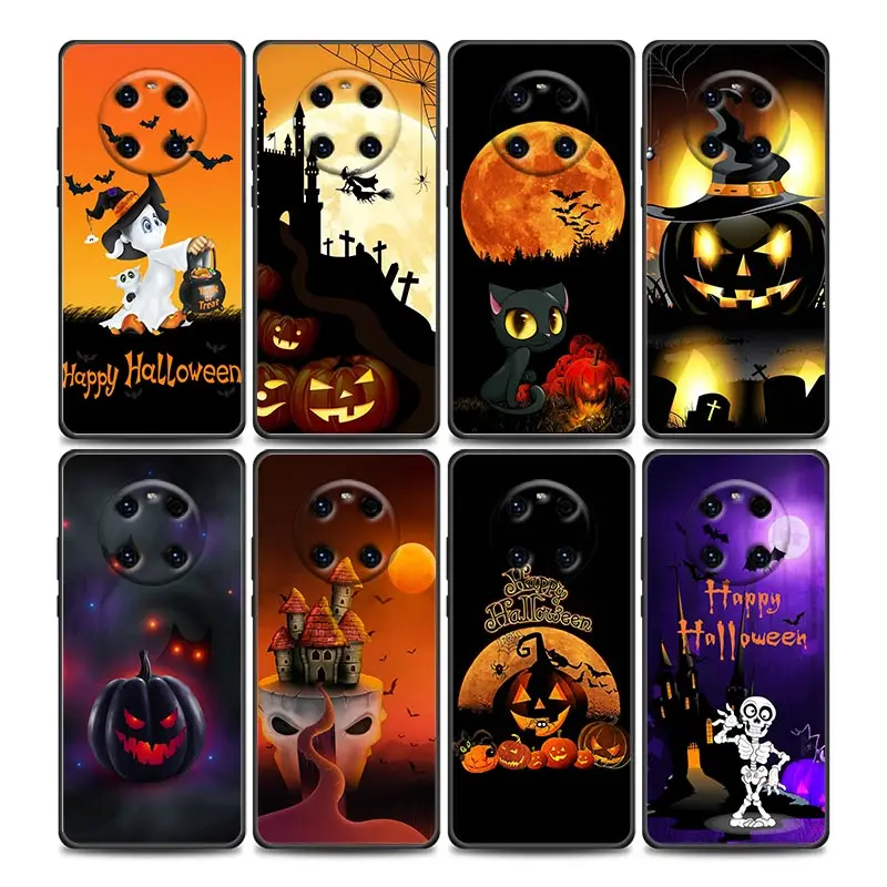 

Ghost Bat Pumpkin Halloween Phone Case For Huawei Y9 2019 Y6 Y7 Y6p Y8s Y9a Y7a Mate 40 20 10 Pro Lite RS Cover Funda Coque Capa