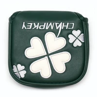 pu leather green four leaf clover golf square large mallet putter cover club headcover magnetic closure