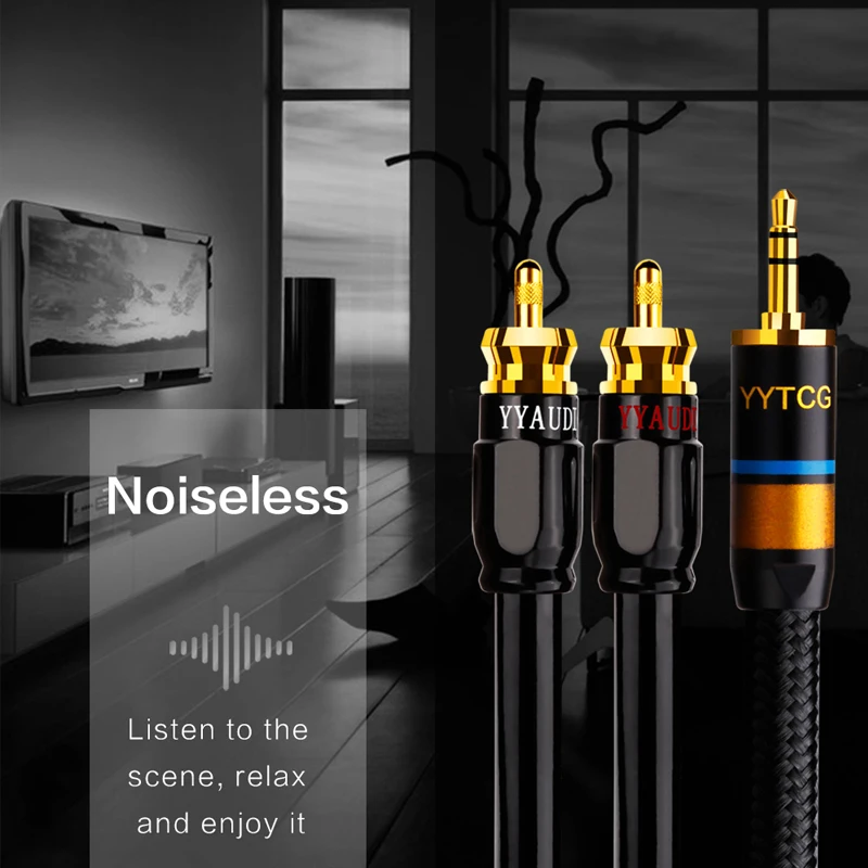 yytcg rca cable hifi stereo 3 5mm to 2rca audio cable aux rca jack 3 5 y splitter for amplifiers audio home theater cable rca free global shipping
