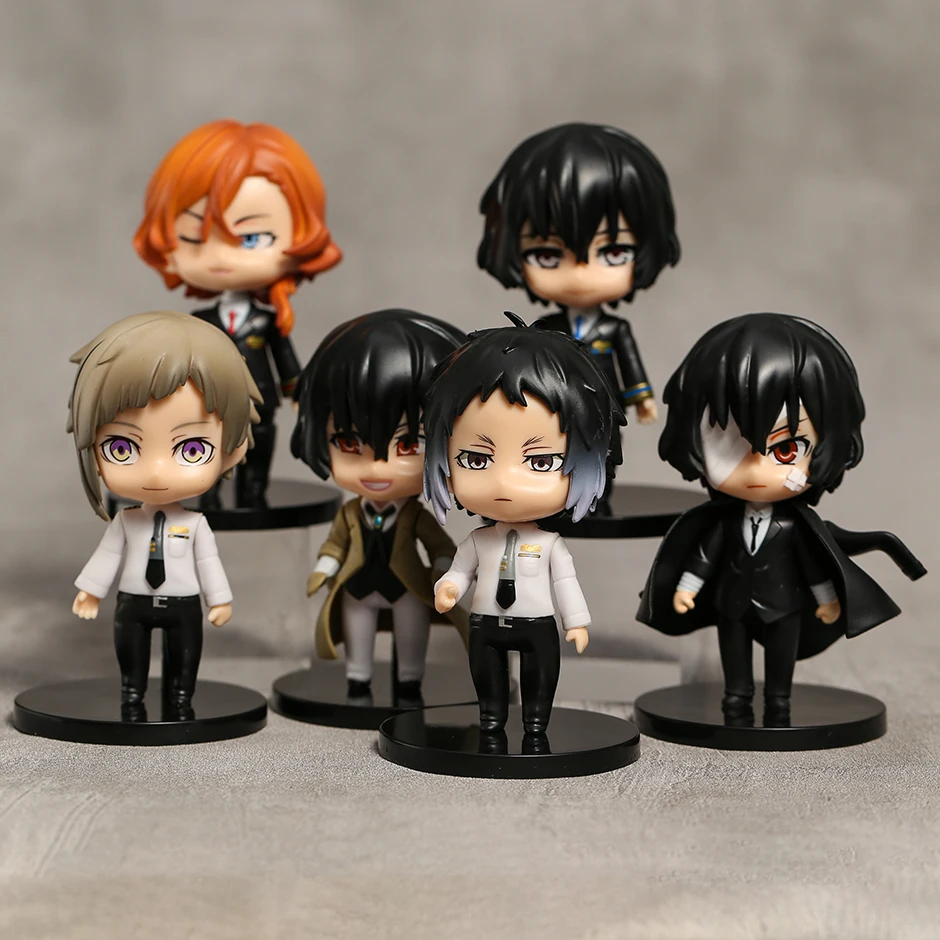 

Bungo Stray Dogs Nakajima Atsushi Dazai Osamu Nakahara Chuuya Ryunosuke Akutagawa Figure Model Toys Q Version Dolls Gift