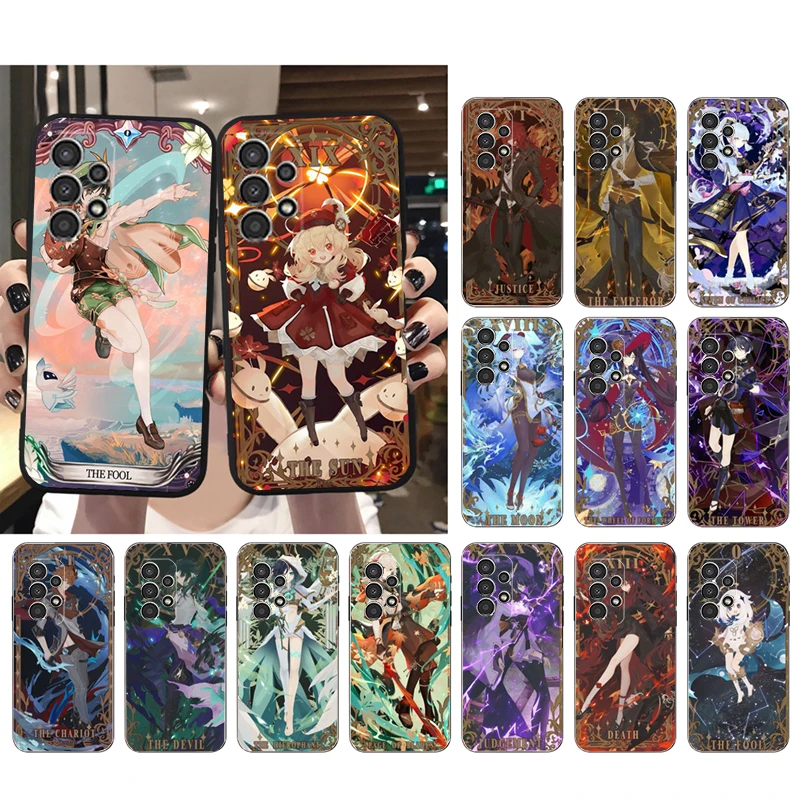 

Genshin Impact Tarot Card Phone Case for Samsung Galaxy A73 A13 A22 A32 A71 A33 A52 A53 A72 A73 A51 A31 A23 A34 A54 A52 A53S
