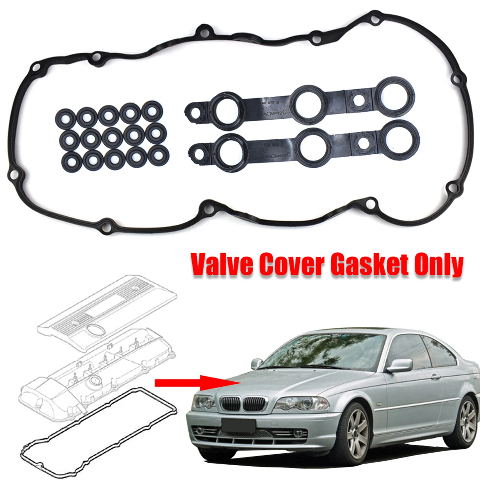 

Car Engine Valve Cover Gasket Seal For BMW 3 5 7 Series X3 X5 Z3 Z4 00-06 325i 325 325xi 525i 730i M54 11129070990 11121437395