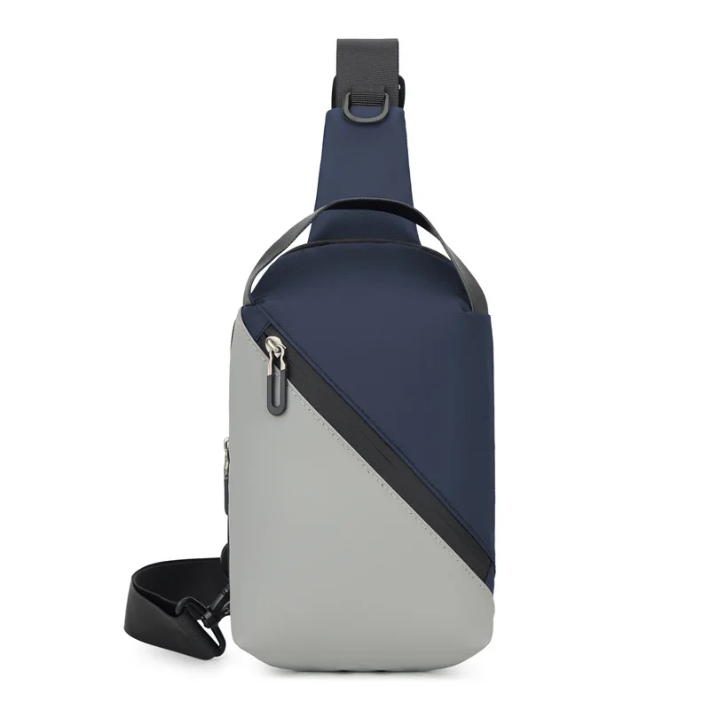 Сине-серые многофункциональные нагрудные сумки противоугонные одинарные через