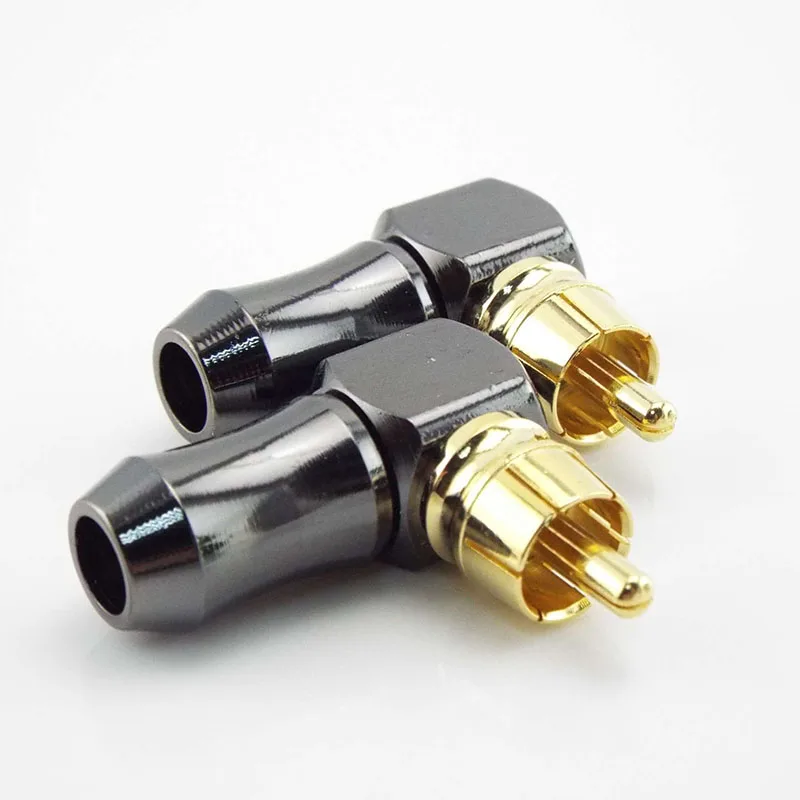 

RCA male Plug Connector 90 Degree Wire Adapter Gold Plated Solder Terminal for 6.2mm Speaker Cable Right Angle Audio L Type