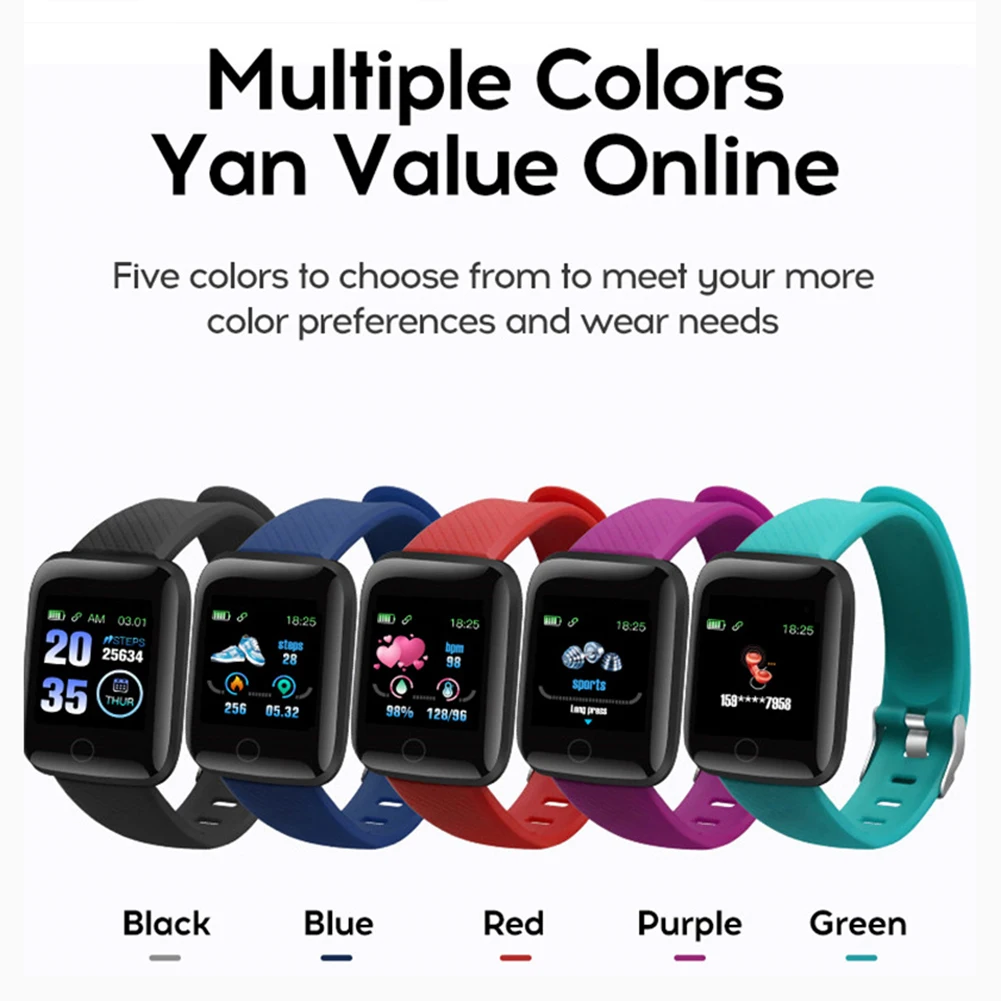 

116Plus D13 1.3 inch Sports Watch Color Touch Screen Step Counter Smart Bracelet Fitness Tracker Heart Rate Monitor for iOS