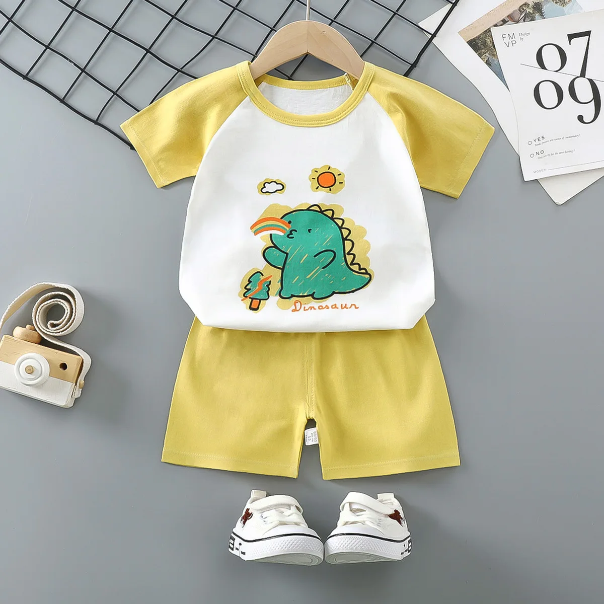 SAILEROAD 2022 Cotton Summer Boys Short sleeves Pajamas Girls Set Cartoon Dinosaur Pyjama Kids Pijama Children Sleepwear Clothes