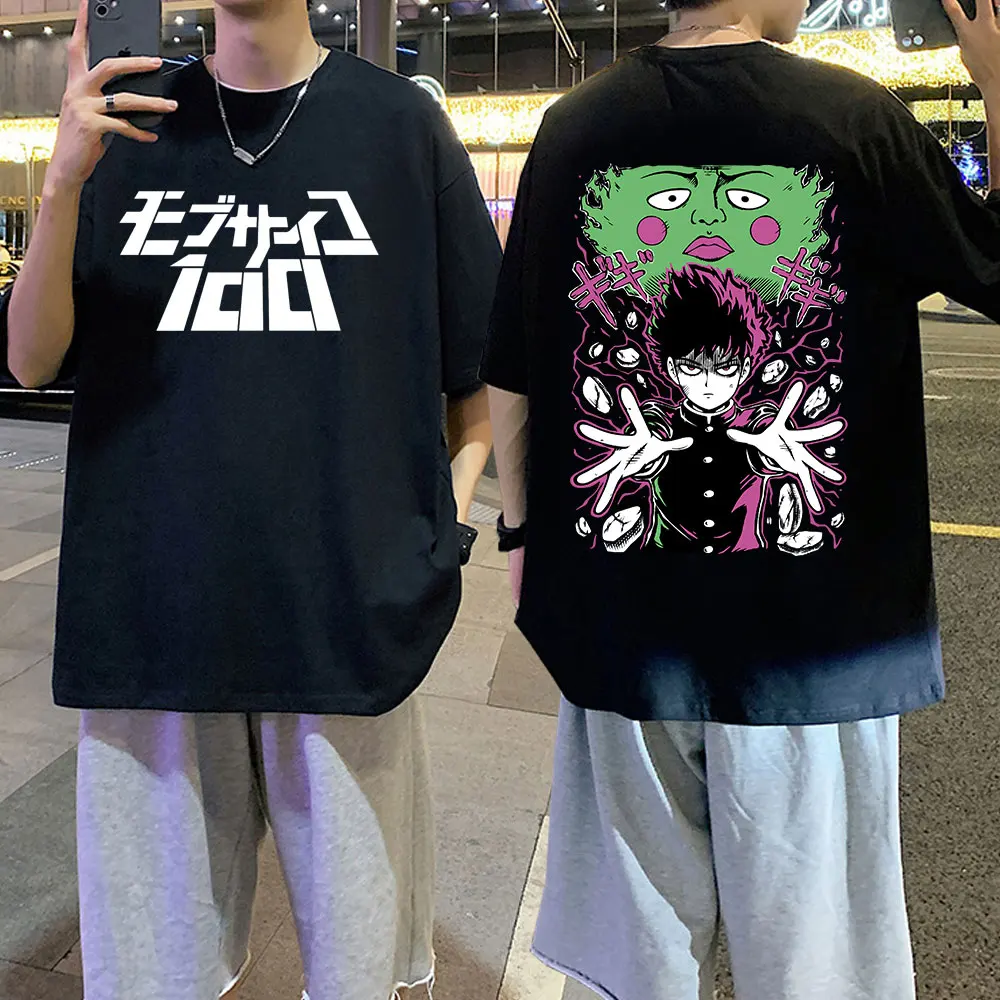 

Anime Mob Psycho 100 T Shirt Funny Shigeo Kageyama Arataka Reigen Dimple T-shirt Casual Loose Cotton T Shirts Couples Streetwear