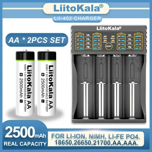 Liitokala Lii-402 Charger 1.2V AA 2500mAh Ni-MH Rechargeable Battery Temperature Gun Remote Control Mouse Toy