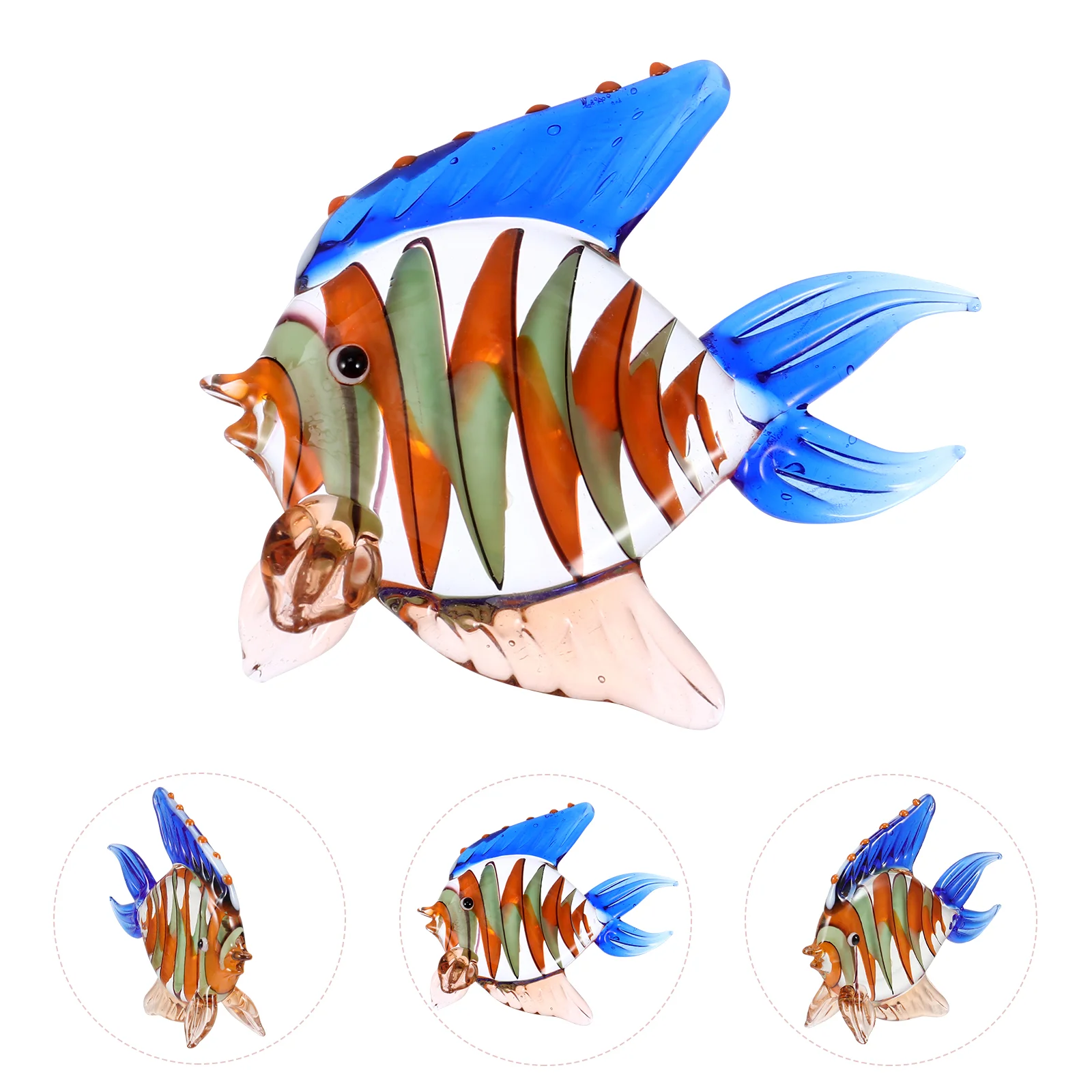 

Glass Fish Ornament Decor Home Marine Animal Decor Collection Desktop Adornment Multicolored Glass Miniatures Aquarium Decor
