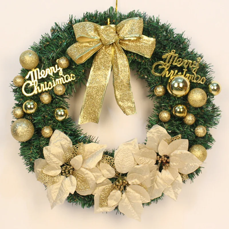 

30cm Gold Christmas Wreath Xmas Ball Letter Merry Christmas Door Garlands Naviidad Goods Merry Christma DecorHappy New Year 2023