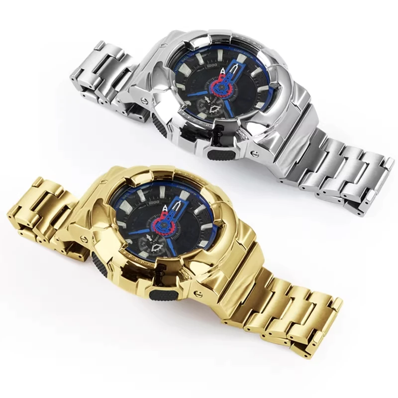Фото Металлический корпус и ремешок для часов Casio GA110/GA100/GA120, серия Black Gold, модифицированный корпус из нержавеющей стали 316L, аксессуары для браслета №5