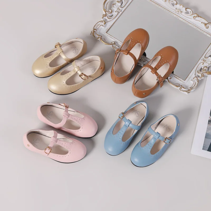 

Spring Kids Princess Shoes Children T Bar Shoes Baby Girls Fashion Shos Toddler Ballet Flats Sweet Leather Shoes Mary Jane New