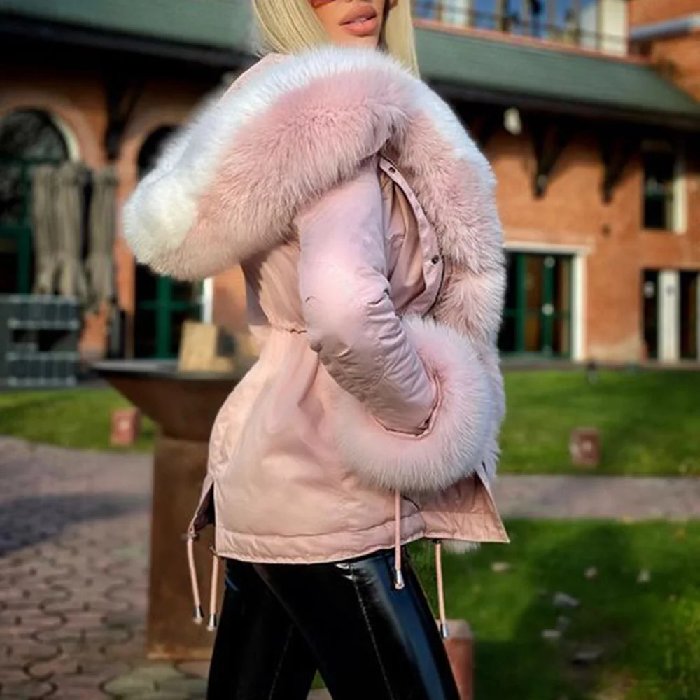Fashion Brand New Big Fur Collar Winter Coat Women Warm Thick Loose Parkas Casual Hooded Long Sleeve Faux Fur Jacket Coats Mujer