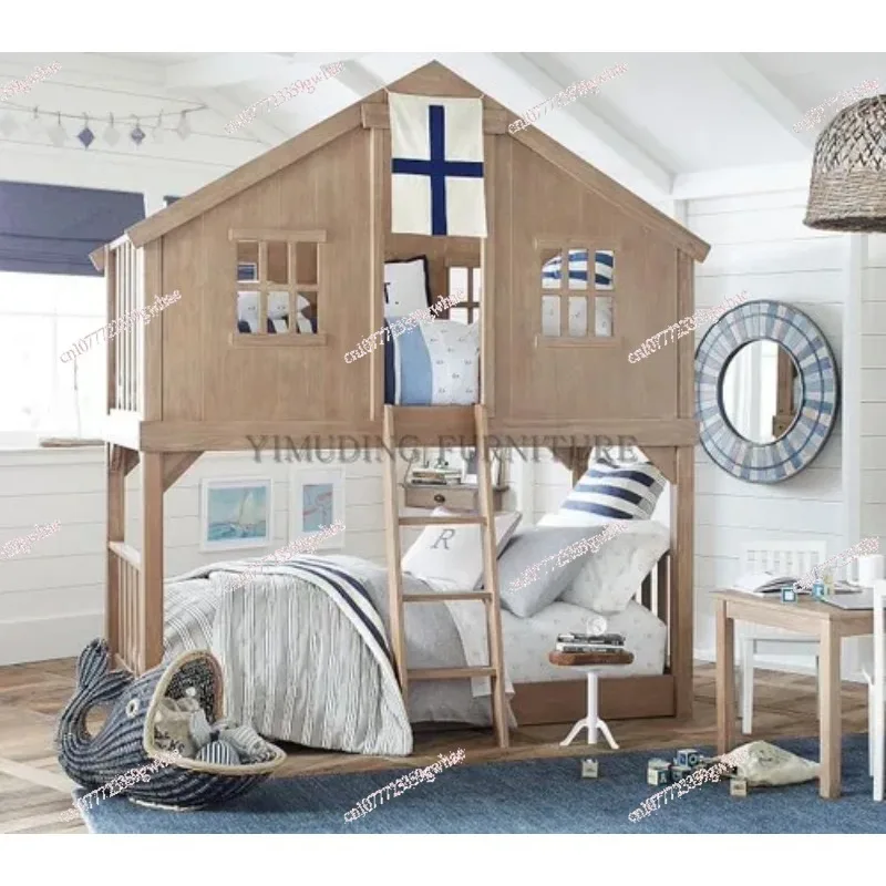 Детская двухъярусная кровать из массива дерева верхняя и нижняя высокий низкий