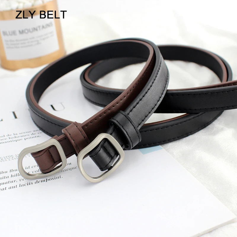 ZLY 2022 New Fashion Belt Women Men PU Leather Material Alloy Metal Pin Buckle Slender Type Jeans Casual Style High-Quality Belt