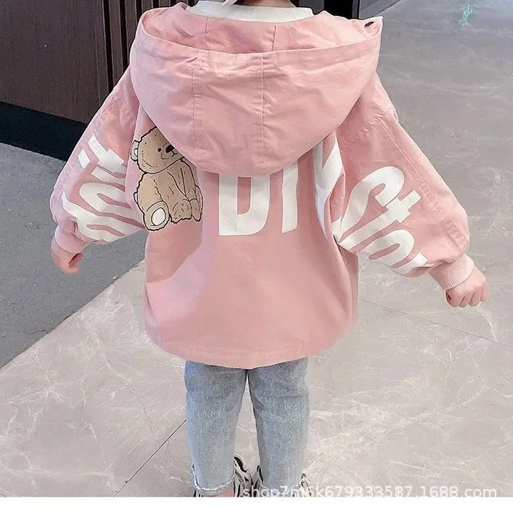 

Girls' Spring Jacket Children's Autumn Casual Jacket Mid-length Windbreaker
