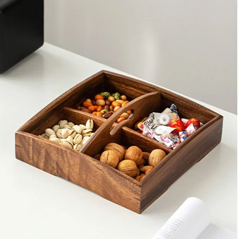 Тарелка из черного ореха сухофруктов четыре сетки коробка конфет с ручкой