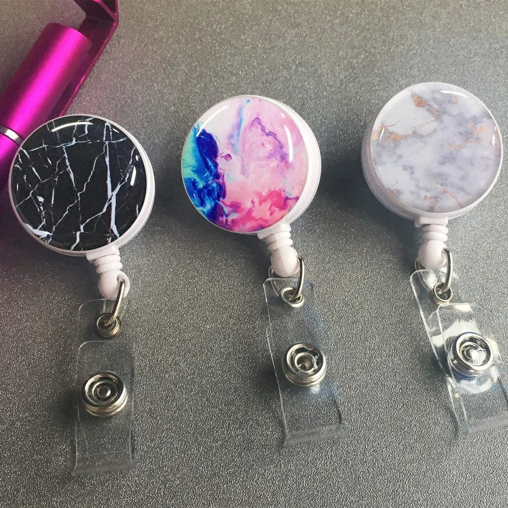 

Cute Marble Choker Card Holder Credential Holder Badge For Pass Identification Card Cover Nurses Accessories For Hospital