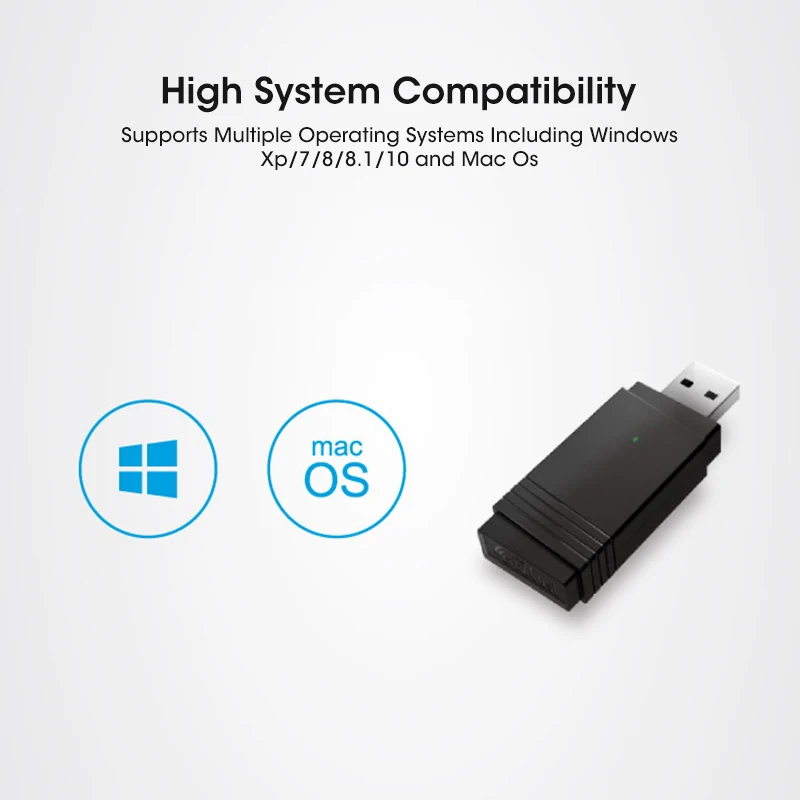 

AC1200M Двухдиапазонная 2,4G + 5,8G USB 3.0 Беспроводная гигабитная сетевая карта поддерживает BT5.0 Bluetooth MIMO для Windows XP/7/8/8.1/10 Linux