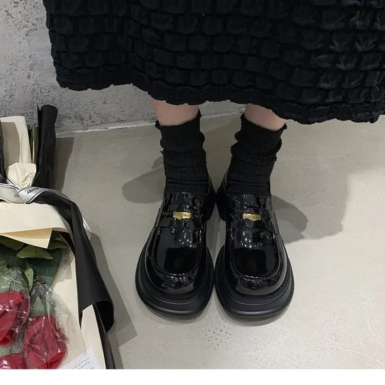 

Женские туфли на квадратном каблуке, черные маленькие кожаные туфли, весна 2023