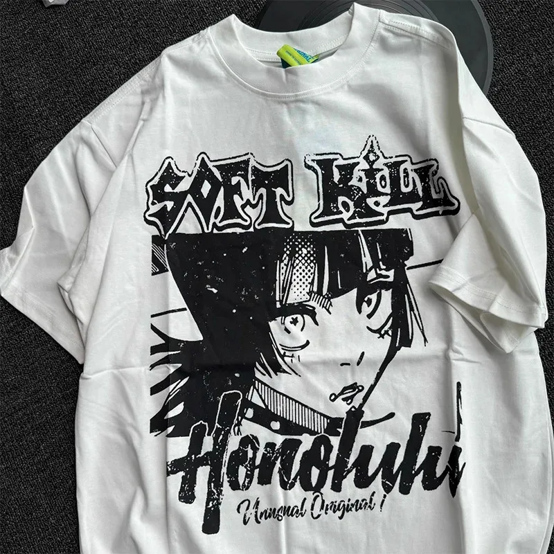 Футболка мужская оверсайз с коротким рукавом хлопок мультяшный рисунок