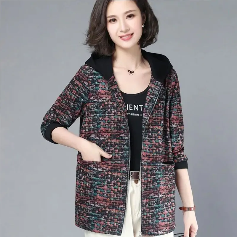 

Ветровка женская с капюшоном, легкий кардиган на молнии, повседневная верхняя одежда, большие размеры, весна-осень 2022