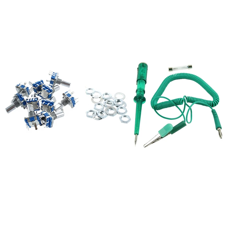

10 Pcs 12 Mm Key Switch Rotary Encoder Switch & 1 Pcs Green Auto Circuit Tester DC 6V-12V-24 Volts Voltage Gauge Test Pencil Car