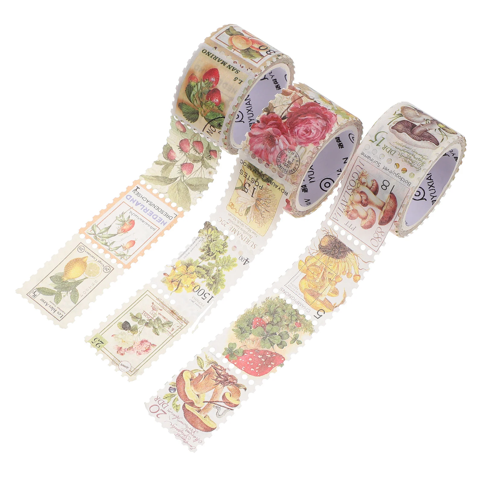 

3 Rolls of Stamp Washi Tapes DIY Vintage Stamp Stickers Scrapbooking Tapes