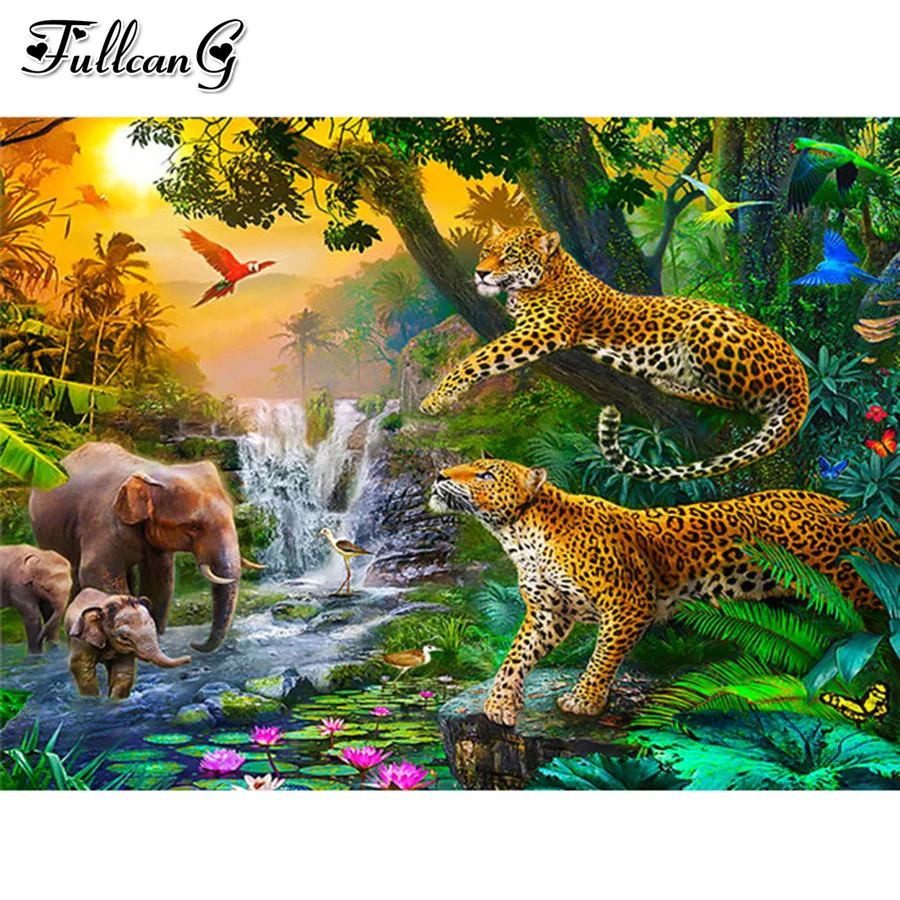 

Mosaic Embroidery Leopard Elephant 5D Diy Full Diamond Painting Cross Stitch Pictures Handmade Animal Wall Decoration AA3251