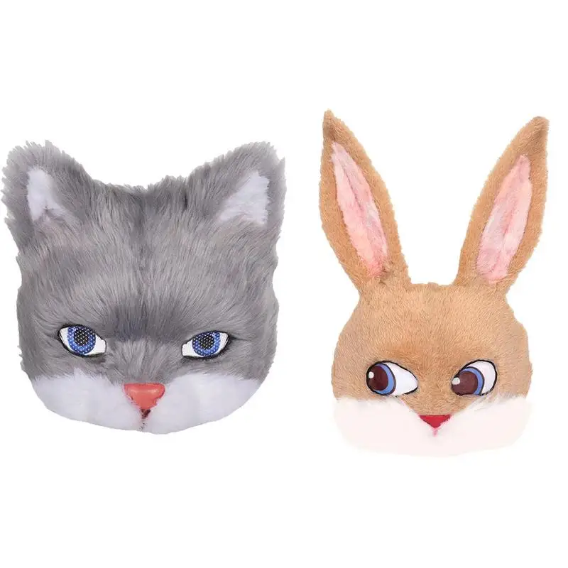 

Bunny Plush Face Cover Masquerade Fancy Dress Animal Face Decoration Novelty Rabbit Cat Easter Costume Accessory Role Play Head