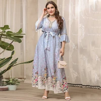 plus size women dress for abaya for new year 2022 casual style full flora print party wedding dress