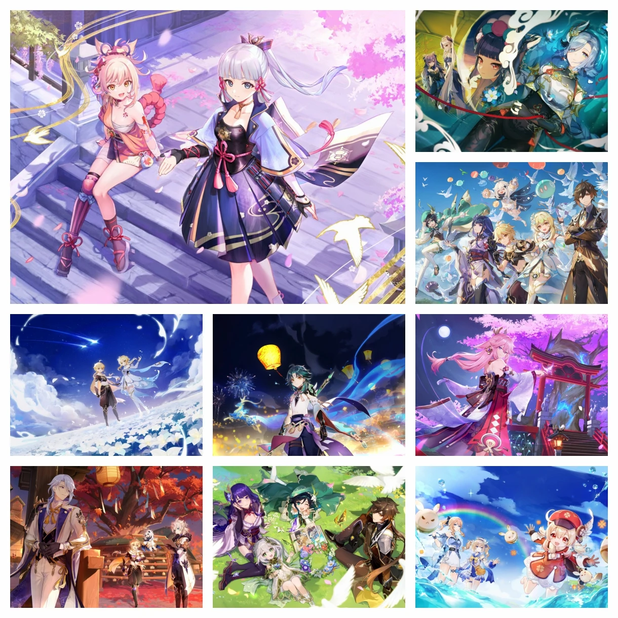 Genshin Impact Аниме Комплект Алмазной Живописи Полная Круглая Дрель Мозаика Вышивка