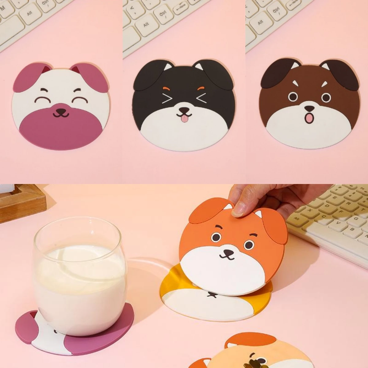 

1Pc Dog Shaped Cup Coaster Silicone Cup Pad Slip Insulation Pad Cup Mat Hot Drink Holder Stand Home Kitchen Accessories