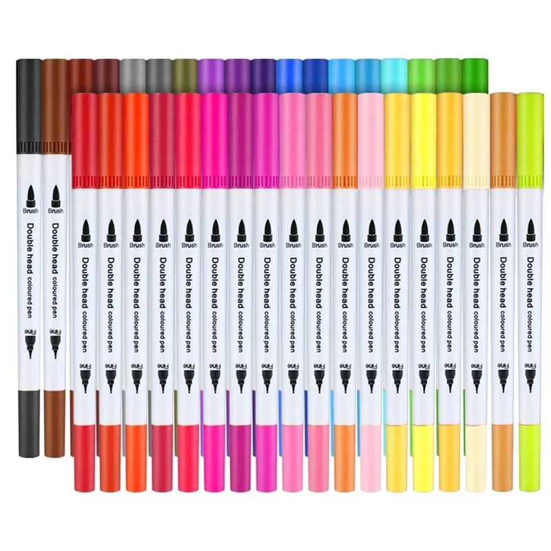 

36 Colour Felt Tip Pens Watercolour Marker Pens Double Art Colouring Pens Fine Tip Brush Markers For DIY Card Making