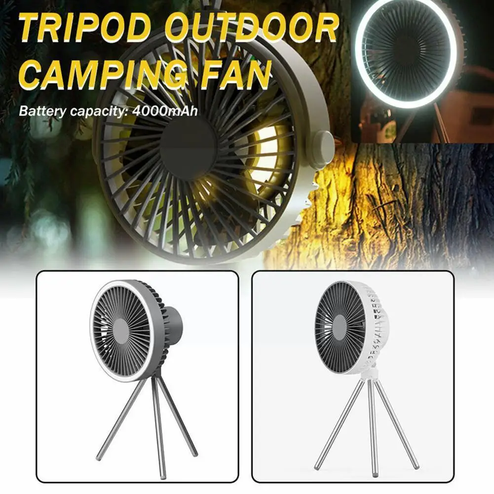 

Mini Triple Tripod Fan USB Rechargeable Portable Fan 4000mAh Camping Desktop Outdoor Light Led Ceiling Fan With Fan W8L0