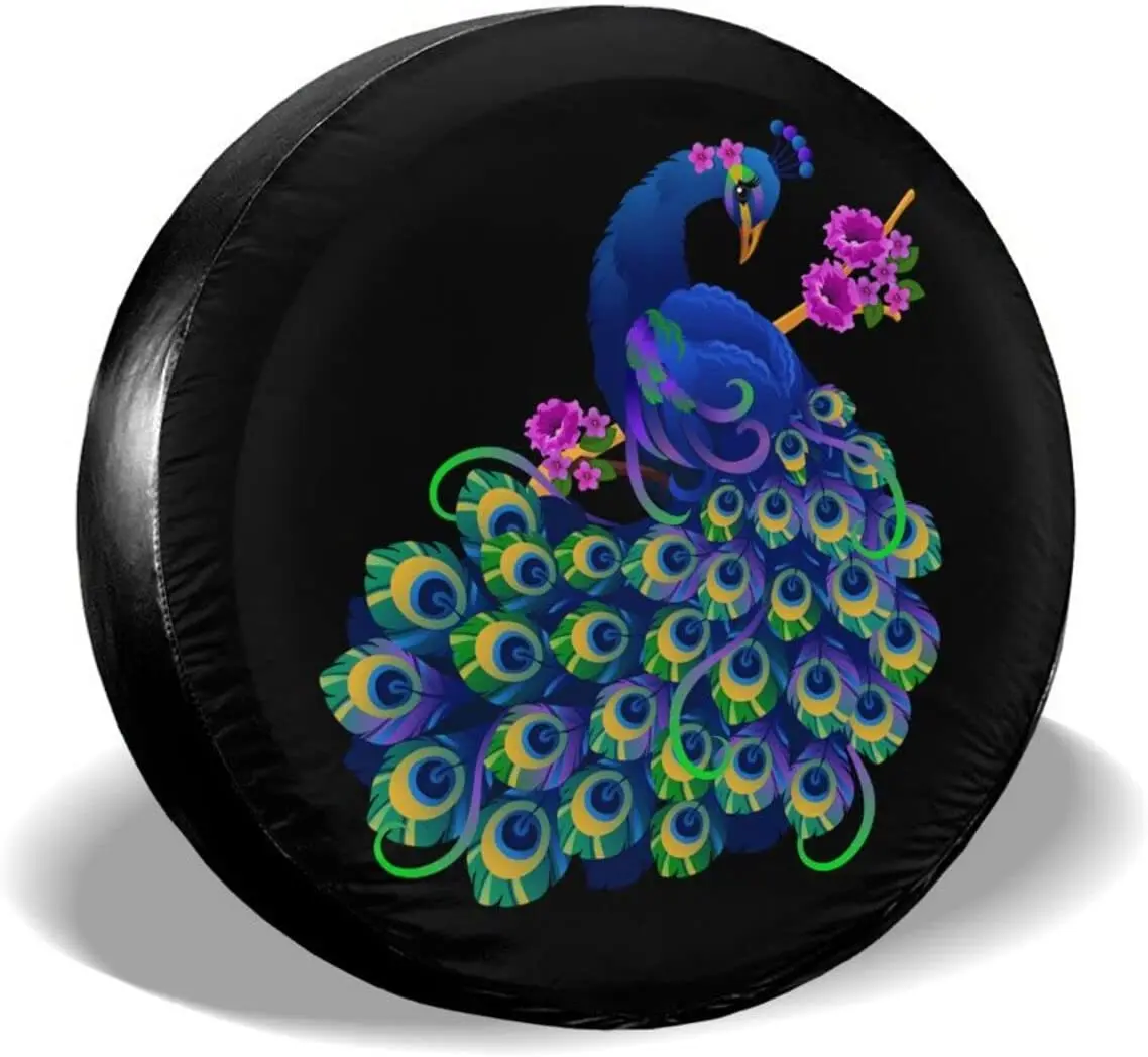 

Colorful Peacock Spare Tire Cover Waterproof Dust-Proof Wheel Protectors Universal for Trailer,Jeep,SUV,RV and Many Vehi