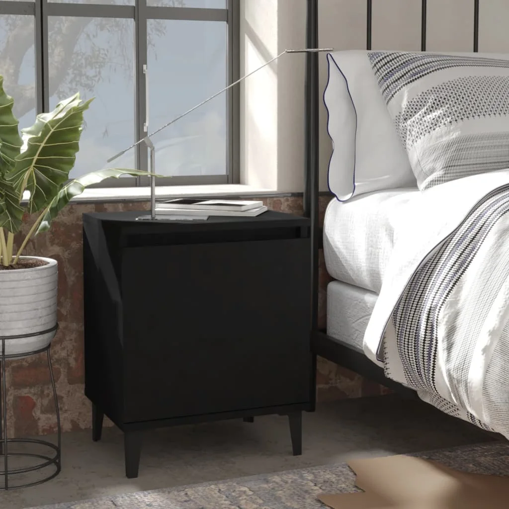 

2 pcs Bedside Cabinet with Metal Legs, Chipboard Nightstands, end Table, Bedrooms Furniture Black 40x30x50 cm