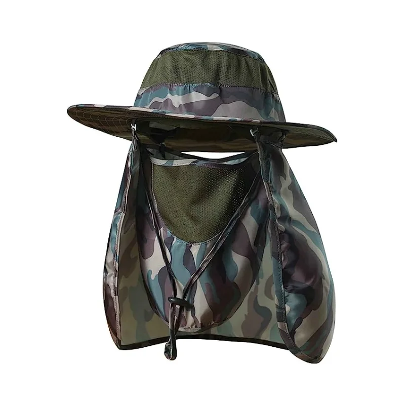 

2023 New Fishing Hat Men And Women Summer Breathable Sun Hat Outdoor Face Sun Protection Large Eaves Cap Detachable Shawl Cap
