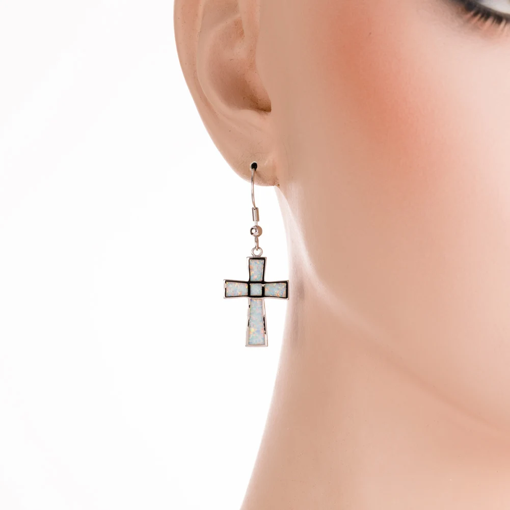 KONGMOON латинский крест белый огненный опал ювелирные изделия для женщин висячие