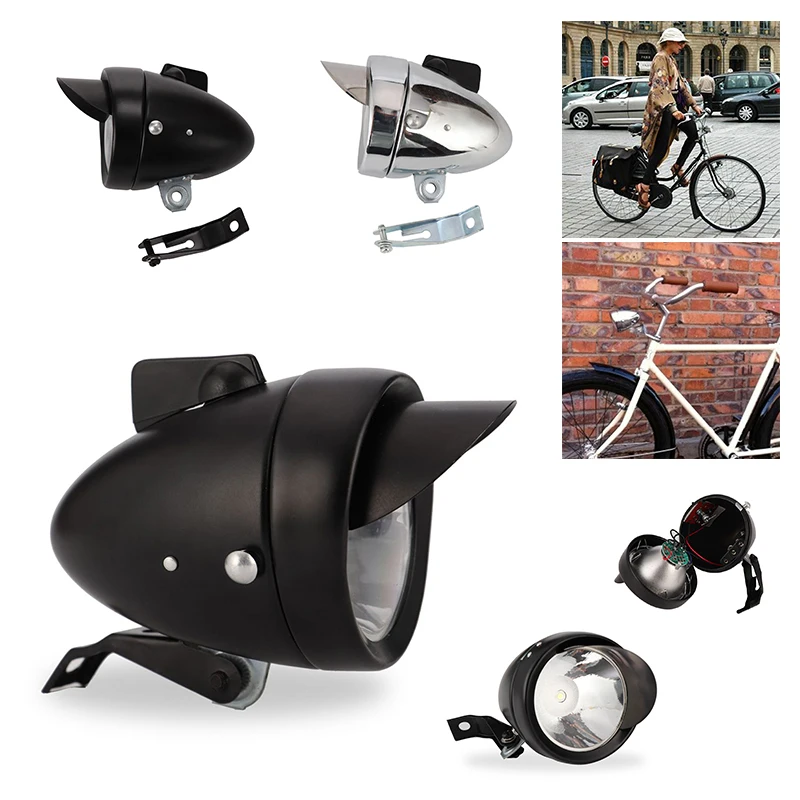 

Ретро винтажная велосипедная фонарь, металлическая хромированная передняя противотуманная фара для велосипеда, Классическая фара безопасности для велосипеда, Аксессуары для велосипеда