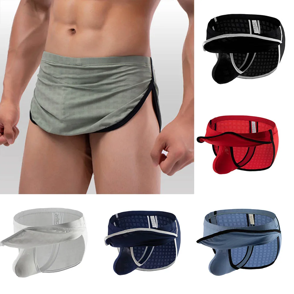 

Men Mesh Arrow Pants Sexy Boxer Shorts Comfy Underpants Removeable Bugle Pouch Trunks Boxes Briefs Gay Porn Lingerie Breathable