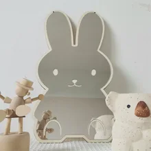 Rabbit Bear Shaped Mirror Acrylic Ornaments Cartoon Crafts Photo Props Baby Children Room Nordic Home Decor