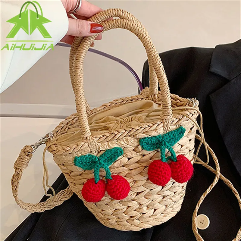 Модная женская Соломенная Сумка 2022 летняя новая ручная плетеная Сумка из ротанга Плетеный кошелек плетеная пляжная сумка богемные сумки че...