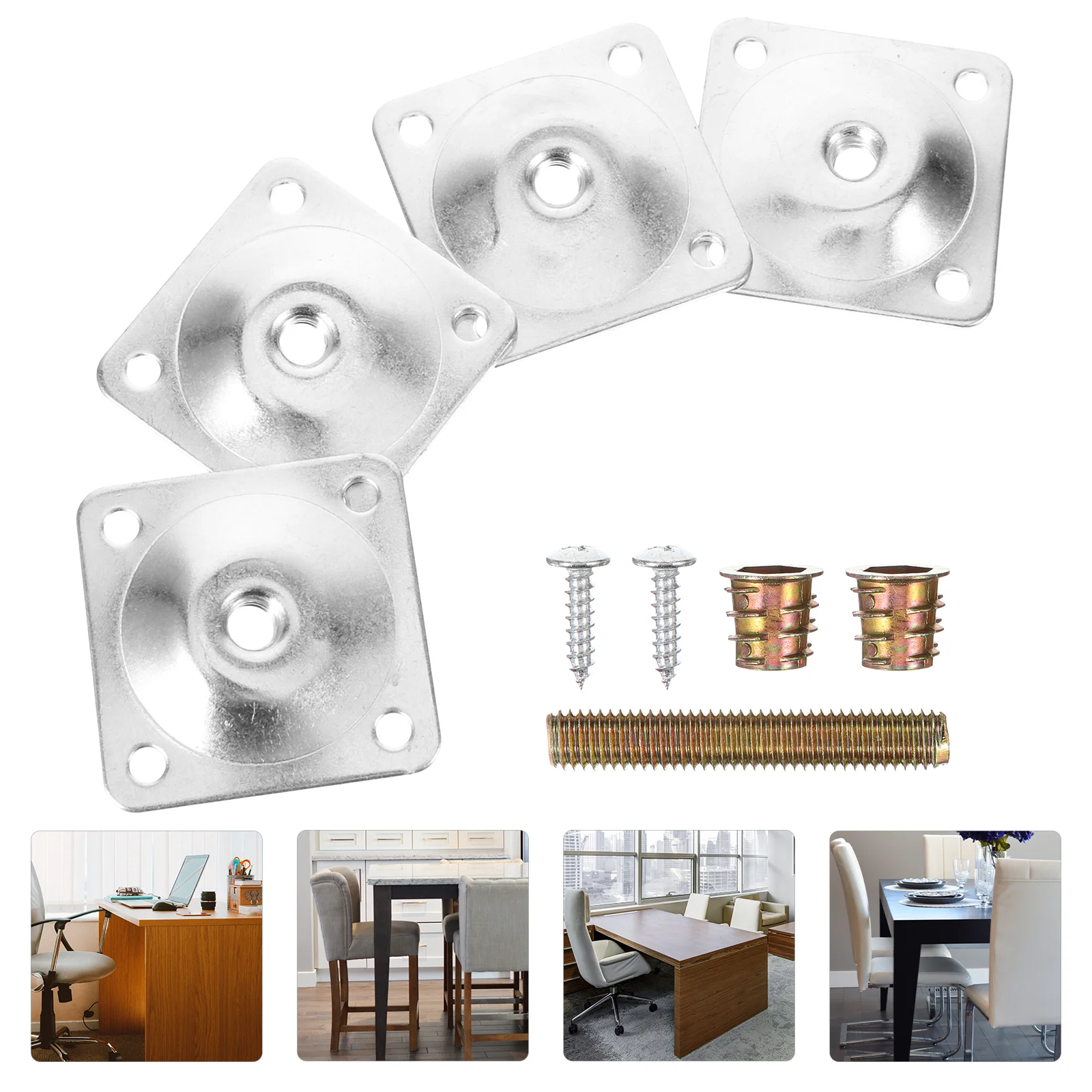 

4 Pcs Connecting Plate Desk Legs Furniture Feet Attachment Iron Table Mounting Hardware