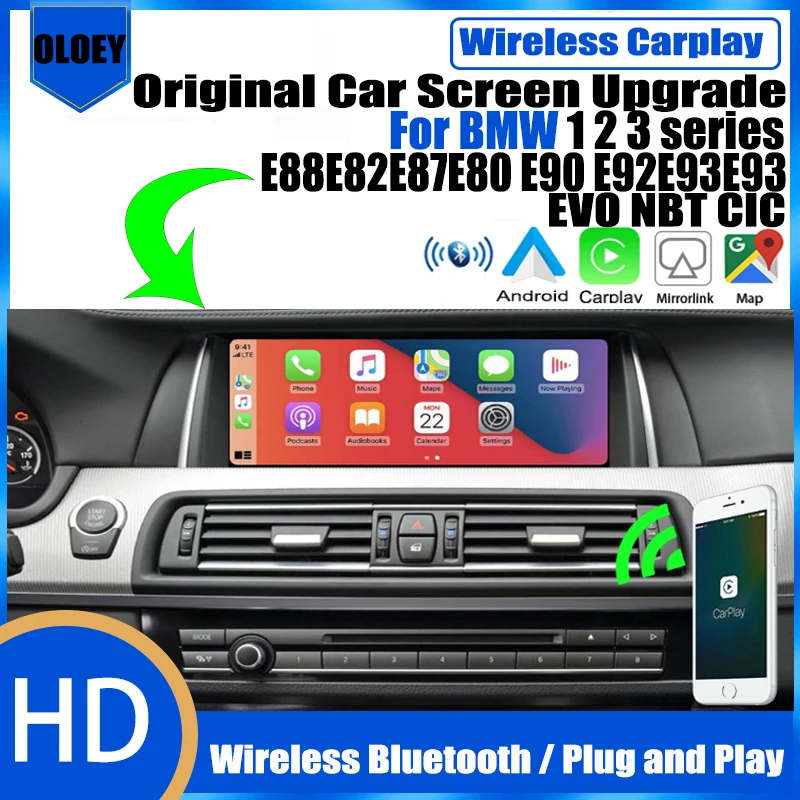 

Wireless Apple CarPlay Android Auto interface Adapter Reverse Camera For BMW 1 2 3 series E88E82E87E80 E90 E92E93E93 EVO NBT CIC
