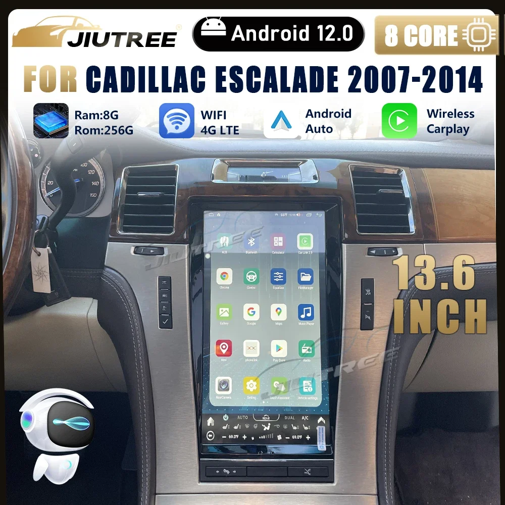

256G Android 12 Tesla вертикальный экран для Cadillac Escalade 2007 2008-2014 Автомагнитола GPS Carplay Navi Стерео мультимедийный плеер