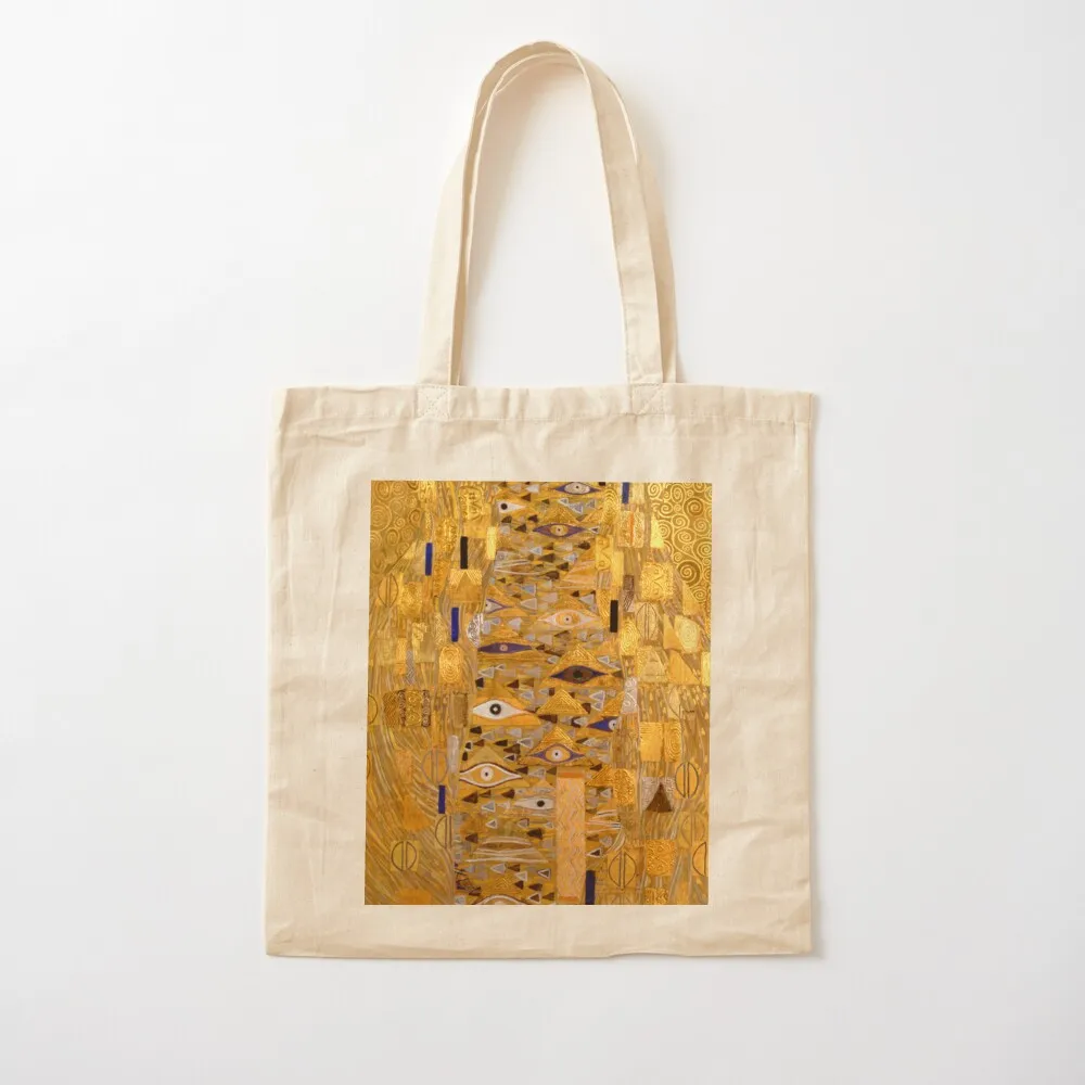 Фото Сумка-тоут Adele Bloch-Bauer I - Detail by Gustav Klimt Gold Tote Bag с логотипом, для пляжа и шопинга, женская пляжная сумка №2